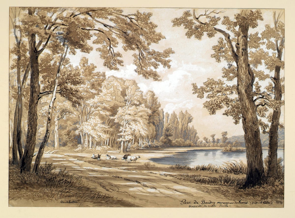 Le parc de Baudry, dessin d'Édouard Hostein
