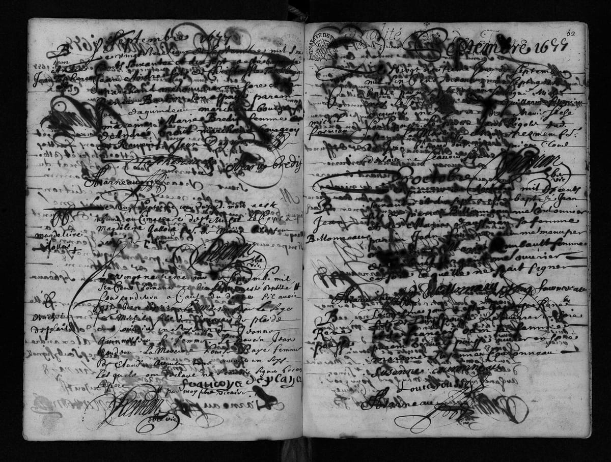 Acte de baptême de Jean-André Taschereau, Tours, paroisse Saint-Pierre-le-Puellier, 26 septembre 1677