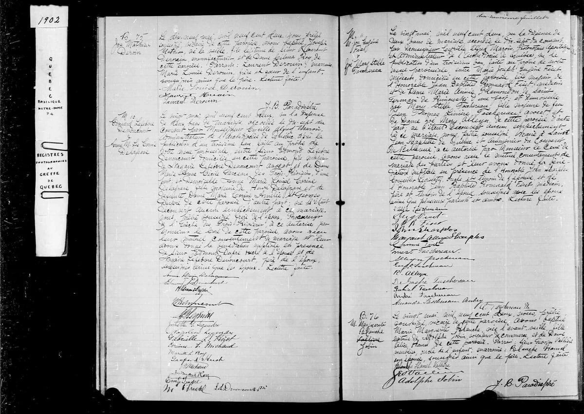 Acte de mariage d'Eugène Fiset et de Stella Taschereau, Notre-Dame de Québec, 20 mai 1902