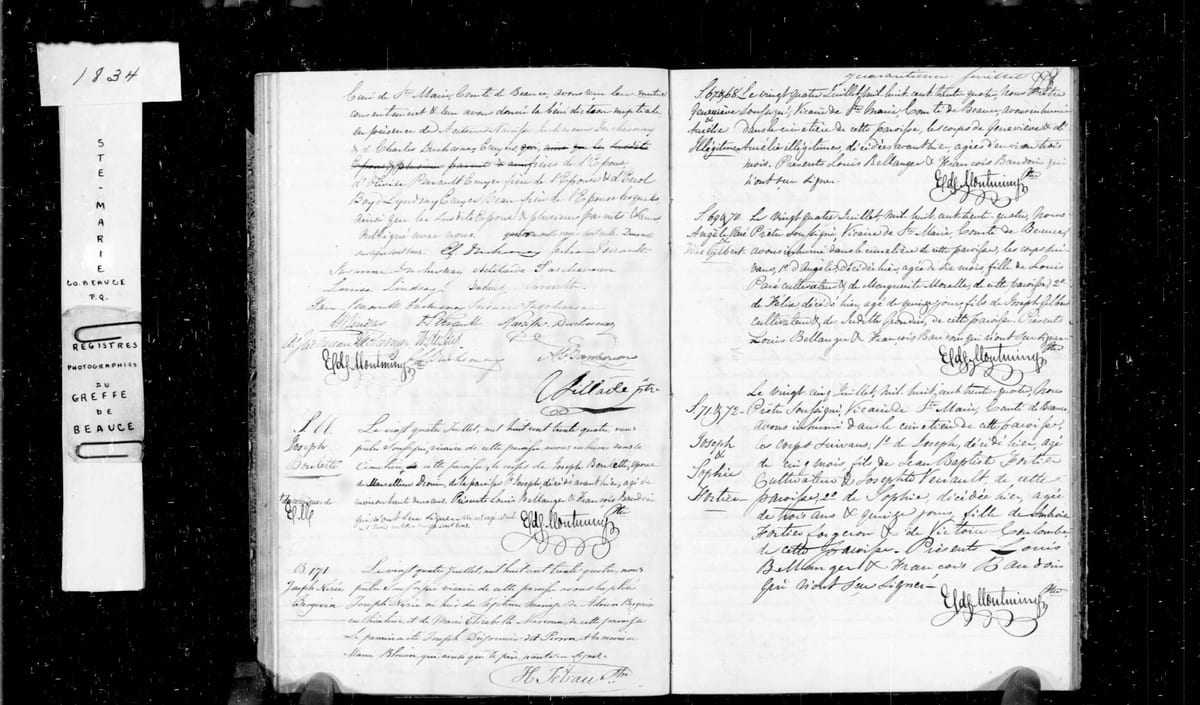 Le mariage Juchereau Duchesnay × Perrault (seconde vue et signatures), 1834