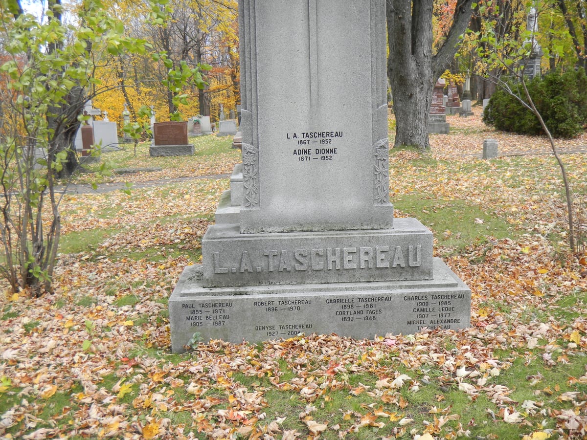 Le monument de Louis-Alexandre Taschereau (l'inscription), cimetière Belmont