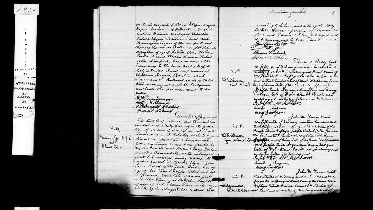 Acte de mariage Taschereau × Rolland, 10 février 1925 — feuillet 9 (fin de l'acte et signatures)