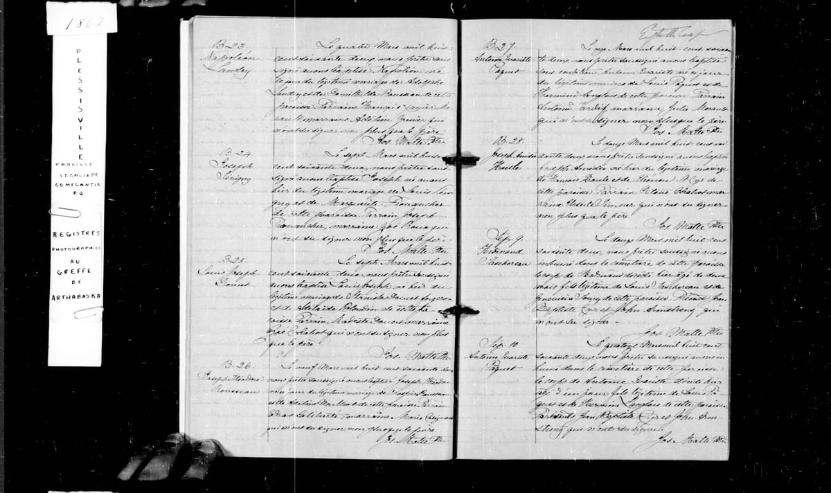 Acte Sép. 9 de la sépulture de Ferdinand Taschereau, deux mois, Plessisville (St-Calixte-de-Somerset), 12 mars 1862