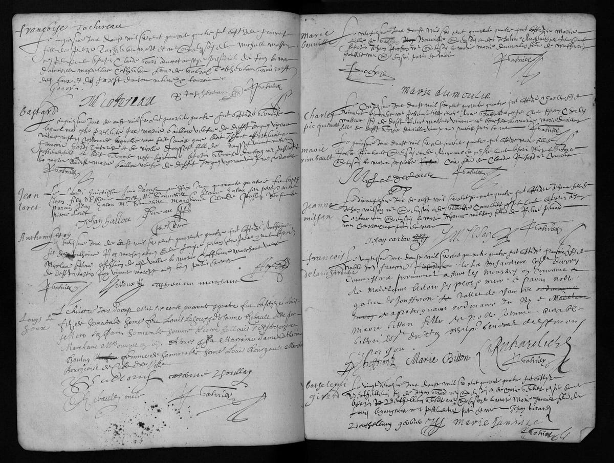 Acte de baptême de Françoise Taschereau, Saint-Pierre-le-Puellier de Tours, 5 août 1644