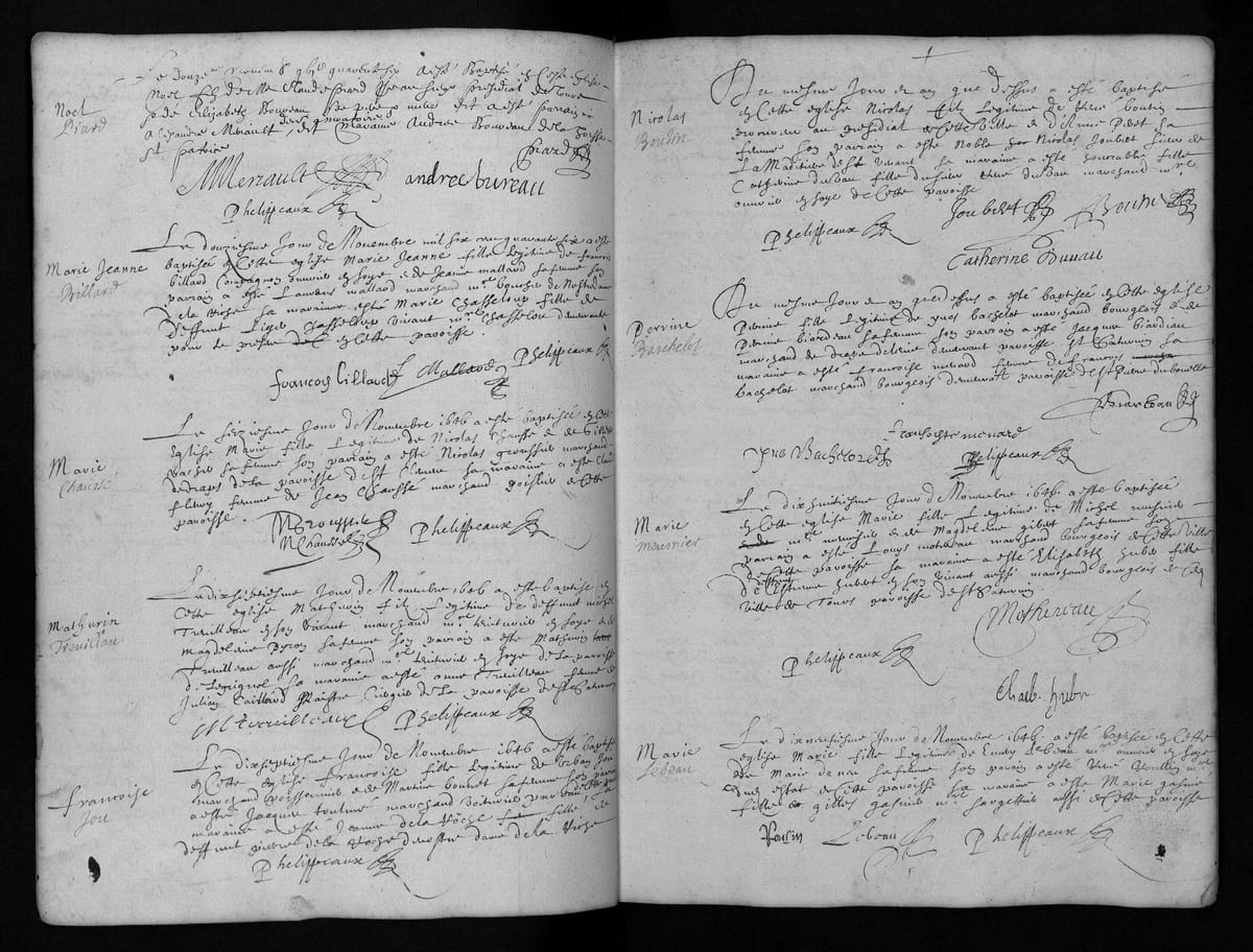 Acte de baptême de Nicolas Boutin, Saint-Pierre-le-Puellier de Tours, 17 novembre 1646