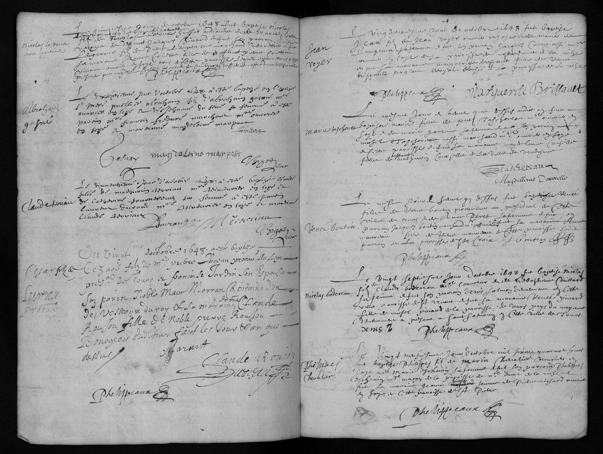 Acte de baptême de Renée Boutin, Saint-Pierre-le-Puellier de Tours, 22 octobre 1648