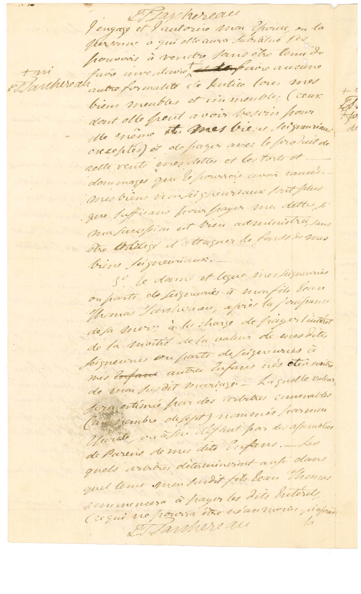Testament olographe de Jean-Thomas Taschereau, 11 juin 1819 — original, page 2