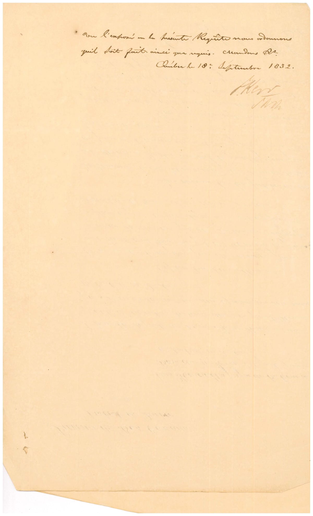 Ordonnance du juge James Kerr, 18 septembre 1832